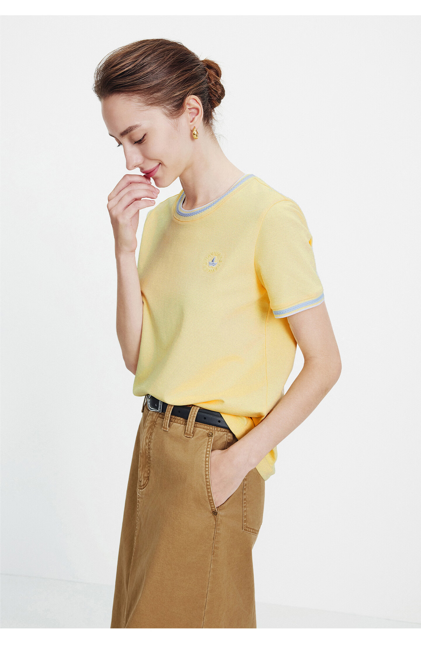 Navigare Small Sailboat Antibacterial Short Sleeve T-Shirt for Women 2026 New Mosquito-Repellent Commuter Casual Crew Neck Top 2325506501 16