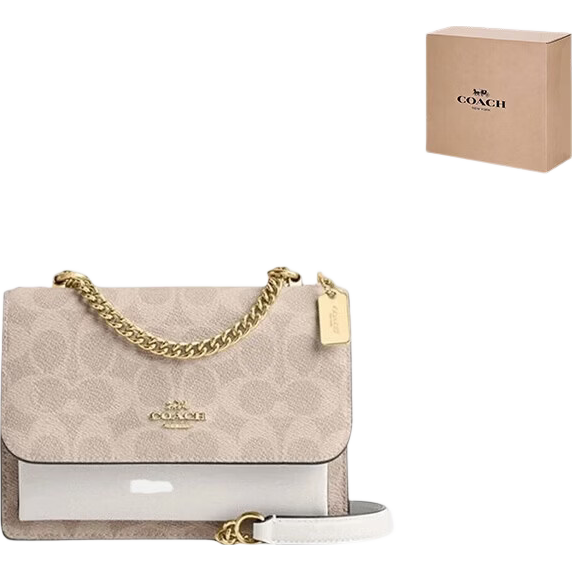 COACH [Brand Direct Supply], Women's KLARE Shoulder Crossbody Accordion Bag, Sand Yellow/white CW206, Gift