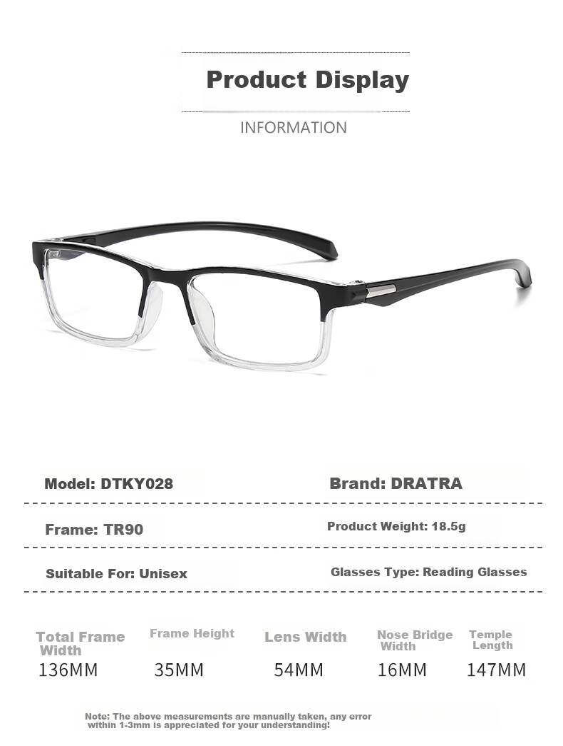 DRATRA Reading Glasses for Men, High-Definition Anti-Blue Light Farsighted Glasses, Middle-Aged And Elderly Phone Viewing Glasses, Presbyopic Glasses for Wome 8