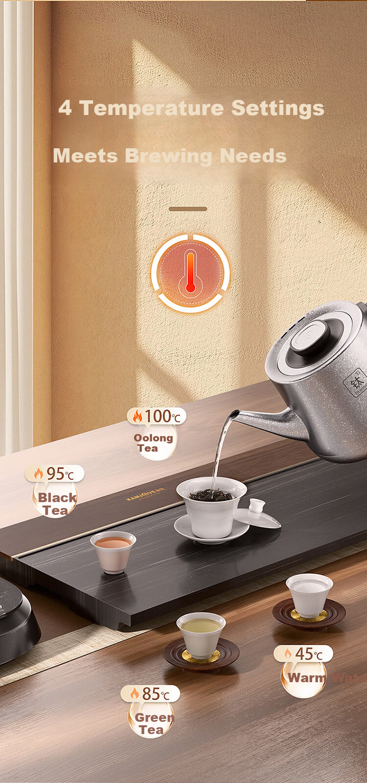KAMJOVE Pure Titanium Electric Kettle Fully Automatic Bottom Water Supply Electric Kettle New Model Temperature Control Integrated Automatic Electric Kettle AI-95 for Boiling Water and Brewing Tea 22