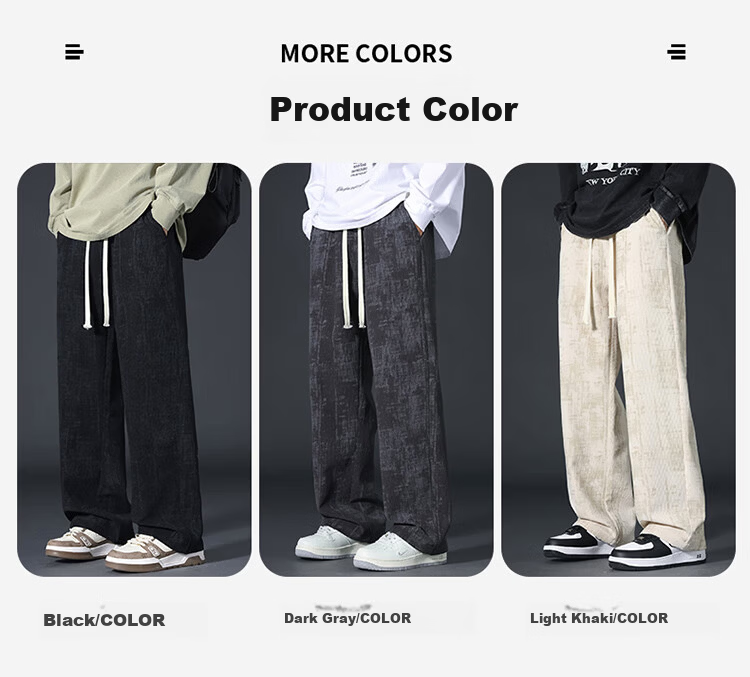 I'M DAVID Men's Casual Pants Spring and Autumn Loose Fit Straight Leg Sports Trousers 4