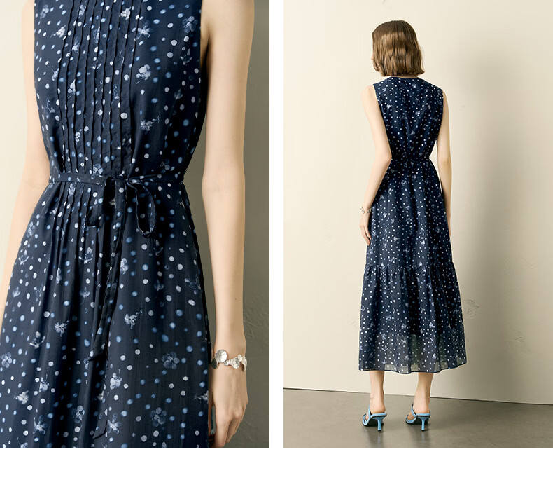 Yanyu Floral Tencel Vest Dress Women 2026 Summer Waist Slimming Sleeveless Long Dress Blue Flower S 9