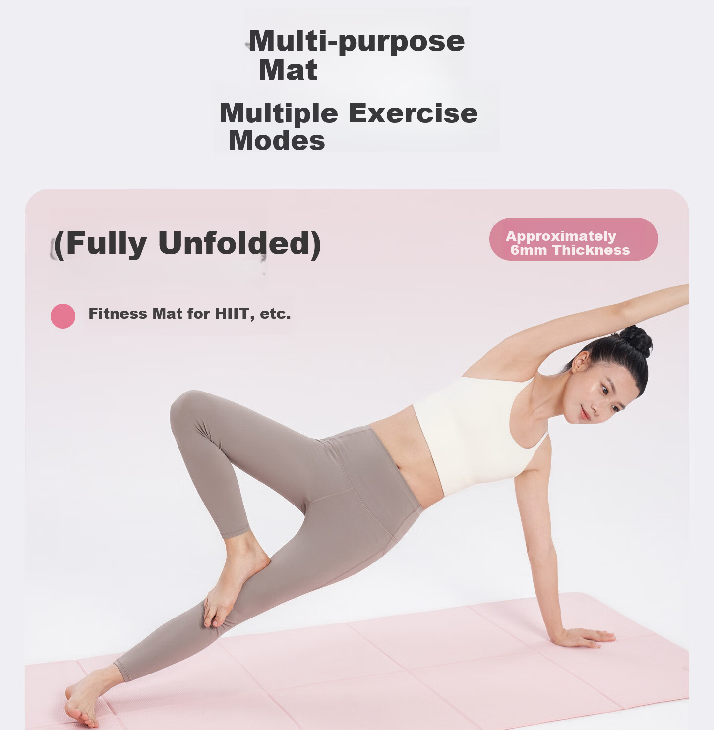 Keep Foldable Yoga Mat 61cm Women's Exercise Mat Non-Slip Shock Absorption Silent Thickened Portable Nap Mat - Mint Green 1