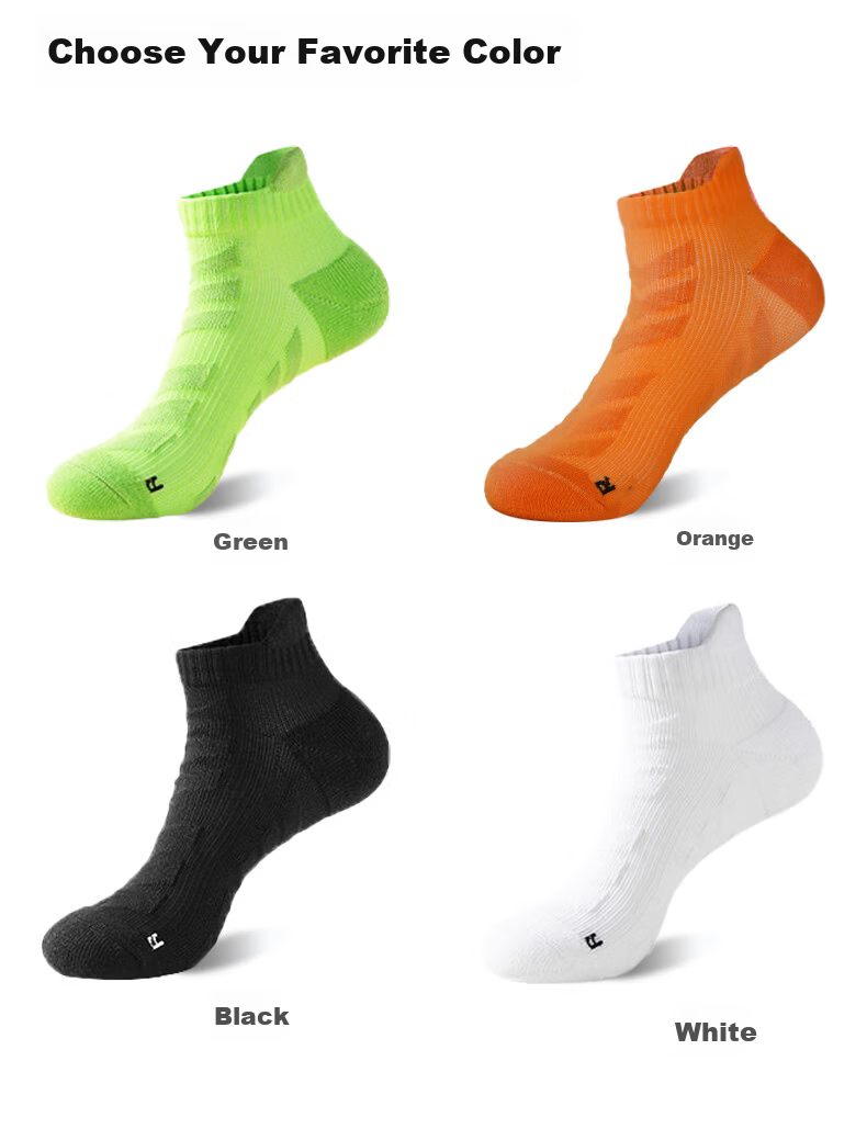 361° Authentic Sports Short Socks for Men, Low-Cut, Breathable, Sweat-Absorbing, Shock-Absorbing, Non-Slip Running Socks, Green/4 Pairs, One Size 11