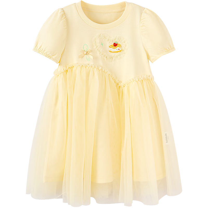 Balabala Girls' Dress Children's Mesh Dress Bowknot Princess Dress Summer 2026 Newborn Baby Dress