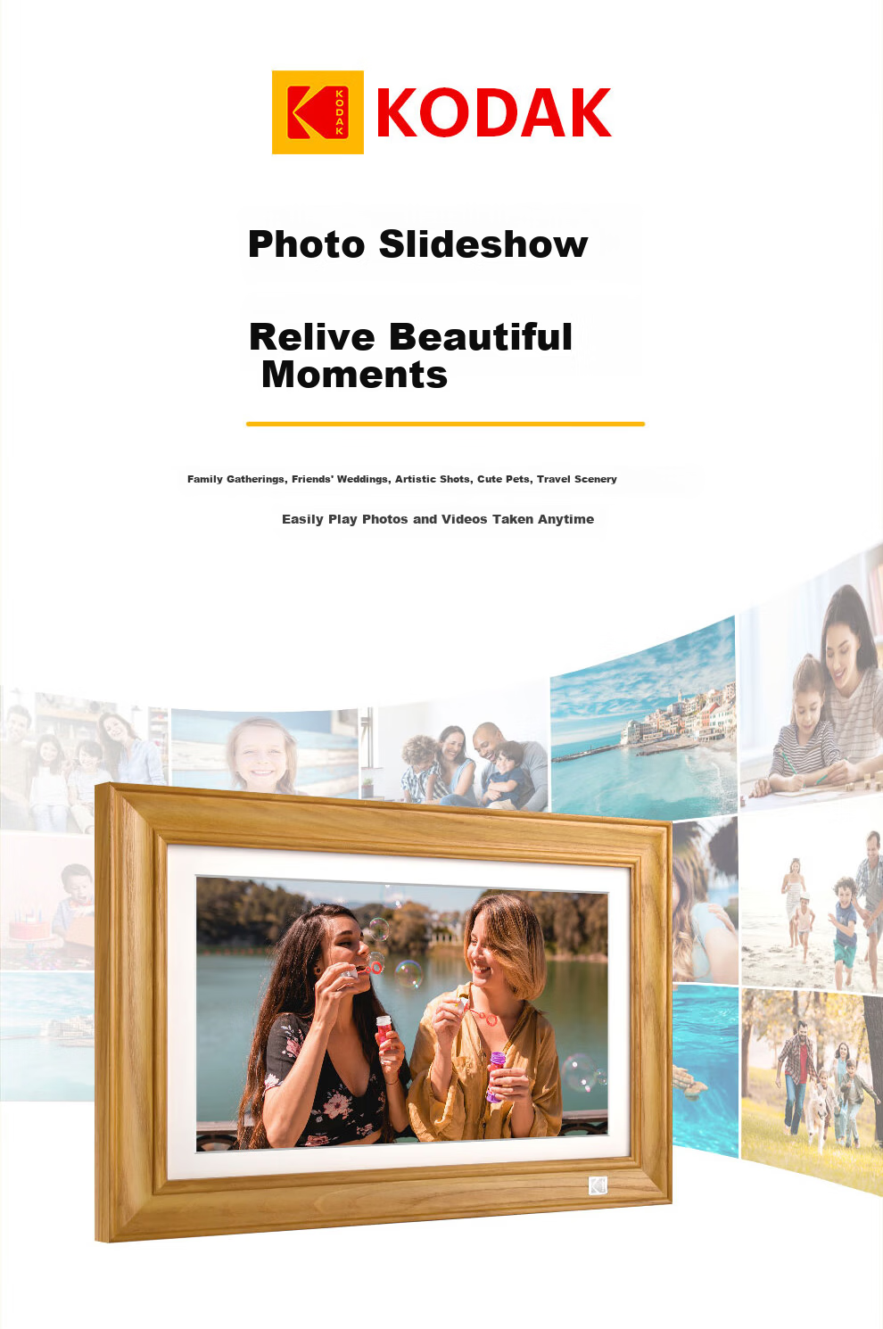 KODAK 141 Digital Photo Frame 14.1-inch HD Touchscreen Photo and Video Player Natural Wood Color 7