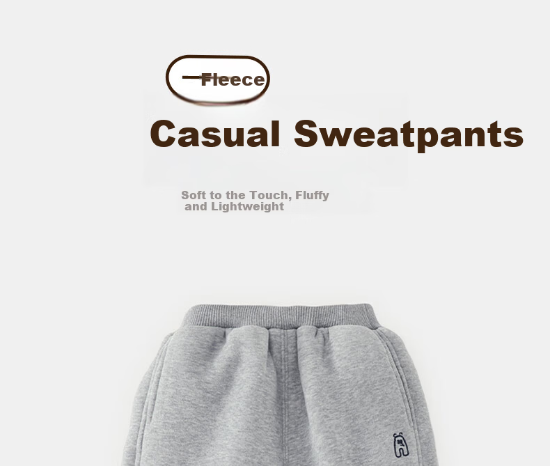 Qiqi Bear [Integrated Alpaca Wool] Boys' Fleece-Lined Thickened Pants Children's Sports Pants Autumn Winter Boys' Sweatpants 12
