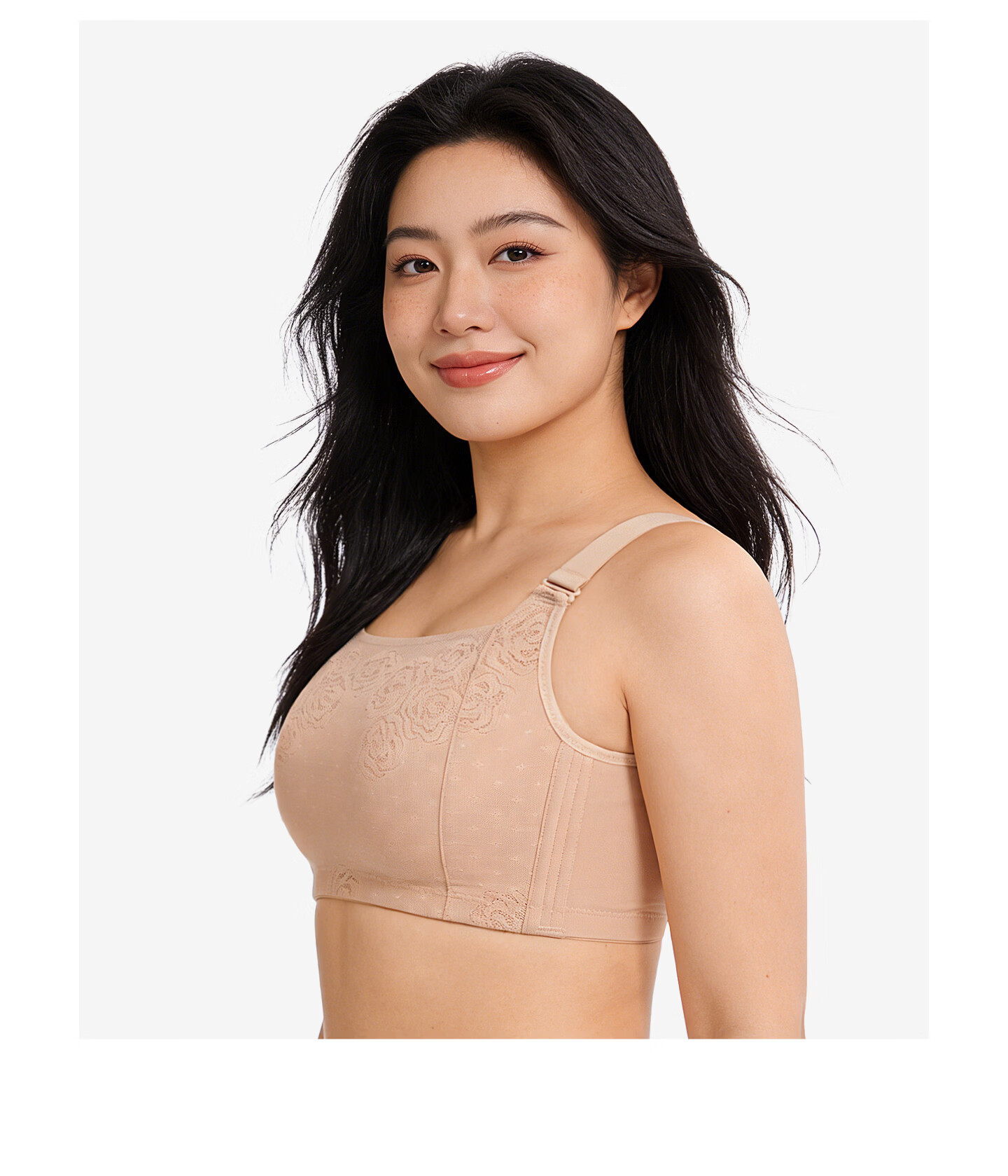 Qiannaimi Comfortable Wireless Bra for Women Lightweight Breathable Full Coverage Bandeau Bra Pink Beige 75B 28