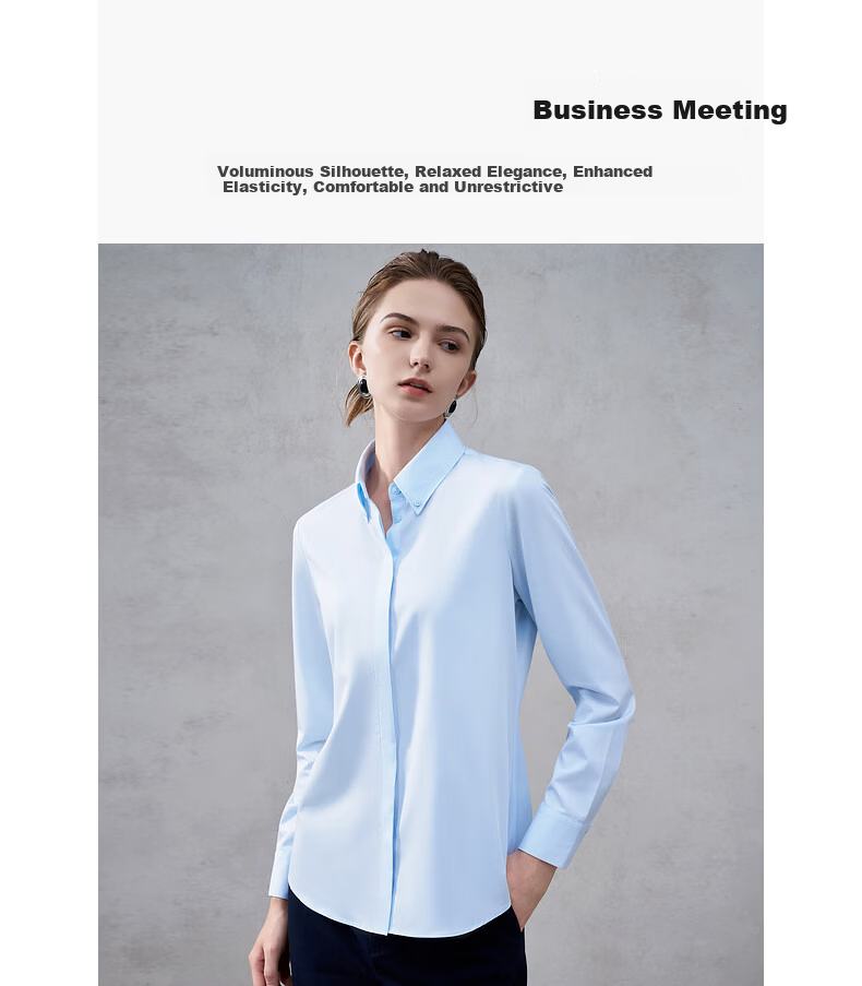 G2000 Women's Long Sleeve Modal Stretch Shirt with Complimentary Necklace, Four-Season Mall Style 2