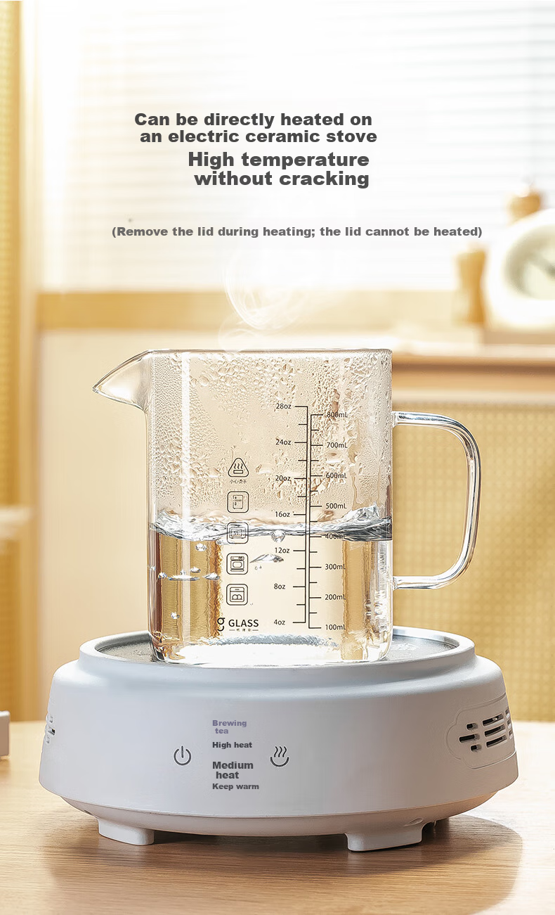 CRISTALGLASS High Borosilicate Glass Measuring Cup Heat-Resistant Transparent Milk Beating Cup Household Baking Measuring Cup with Lid 9