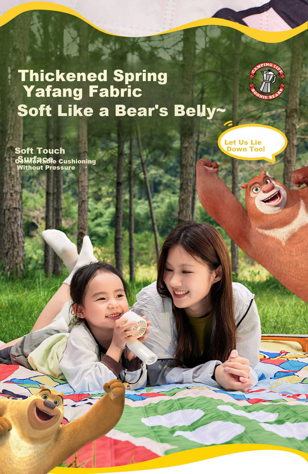 CAMEL × Boonie Bears Outdoor Picnic Mat Waterproof Thickened Camping Moisture-Proof Seat Cushion Ground Mat 10