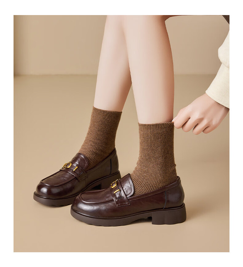 Saturday Thick Sole Loafers Women 2026 Summer New Retro British Style Slip-On Commuter Versatile Black Leather Shoes 11