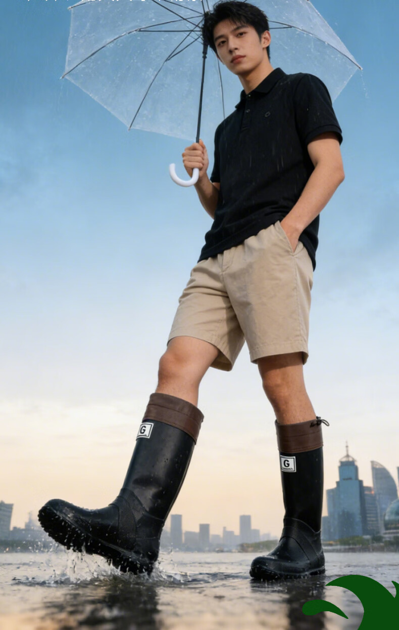 Lanoudun Rain Boots for Men And Women, Tall Waterproof Shoes, Outdoor Non-Slip Rubber Shoes, Wear-Resistant Soft-Soled Rain Boots YX1015 Size 43 13