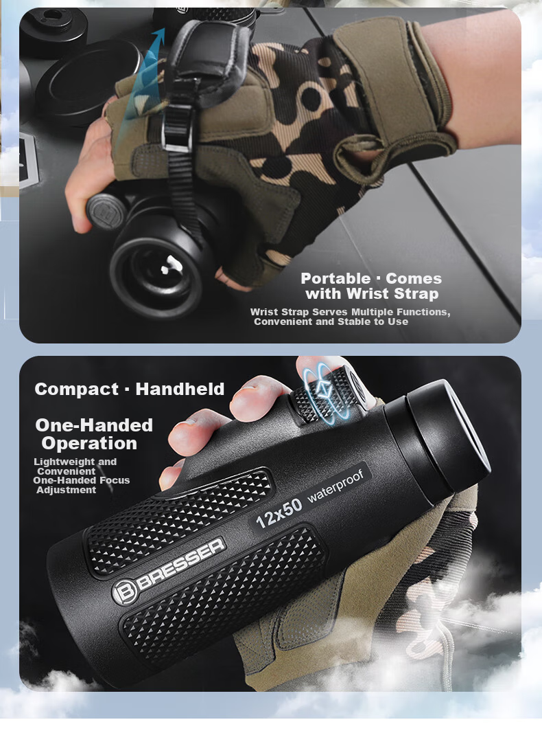Bresser Monocular Telescope High-Power HD Professional Day and Night Use for Concerts, Bee Watching, Stargazing, Bird Watching Gift 10