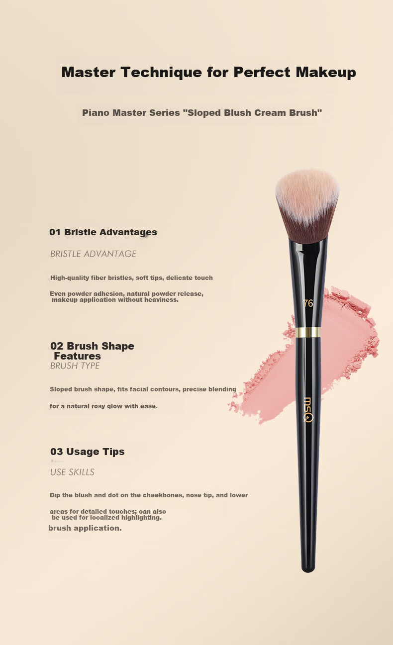 MSQ Piano Master No.76 Slant Blush Cream Brush Soft Makeup Contour Brush Single Piece 3