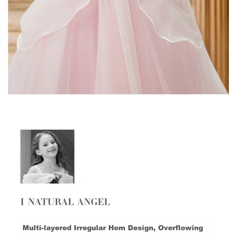 I natural Angel Sleeping Beauty Aurora Princess Dress Girls Pink Fairy Tale Forest Style Birthday Dress 12