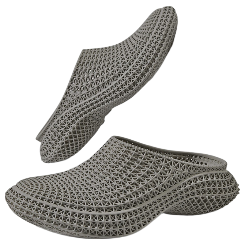 CABBEEN Men's Summer Slippers Hollow 3D Printed Thick Soft Elastic Home and Outdoor Dual-Purpose Gray White Sandals