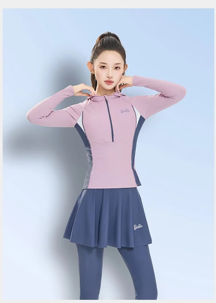 Barbie Long Sleeve Long Pants Conservative Two-Piece Slimming Tummy Control Beach Surfing Training Diving Suit for Women 1