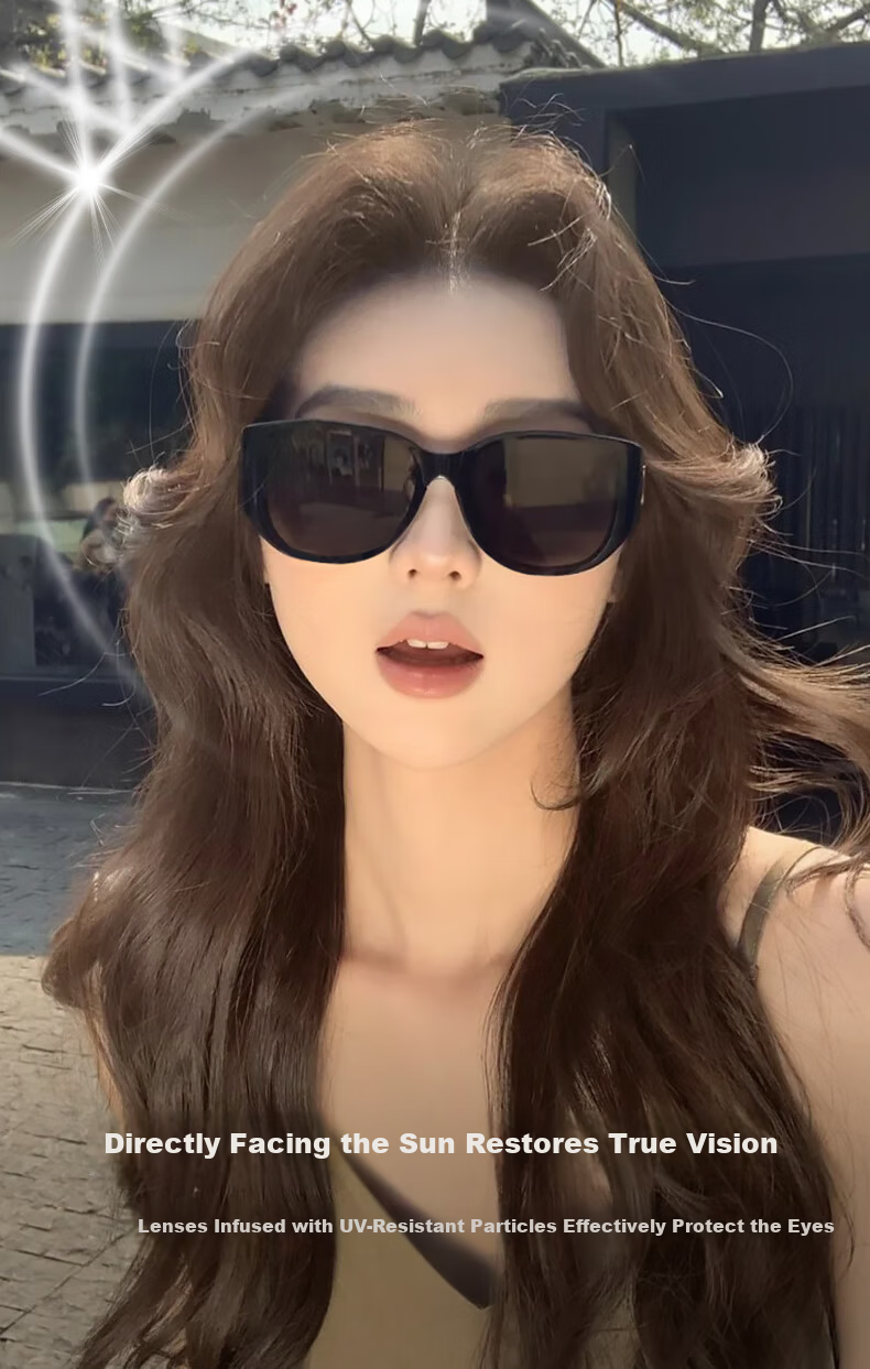 LOHO Cat Eye Sunglasses for Women Large Frame Wide Edge Square Round Face Slimming Retro UV Protection Driving Sunglasses Professional 10