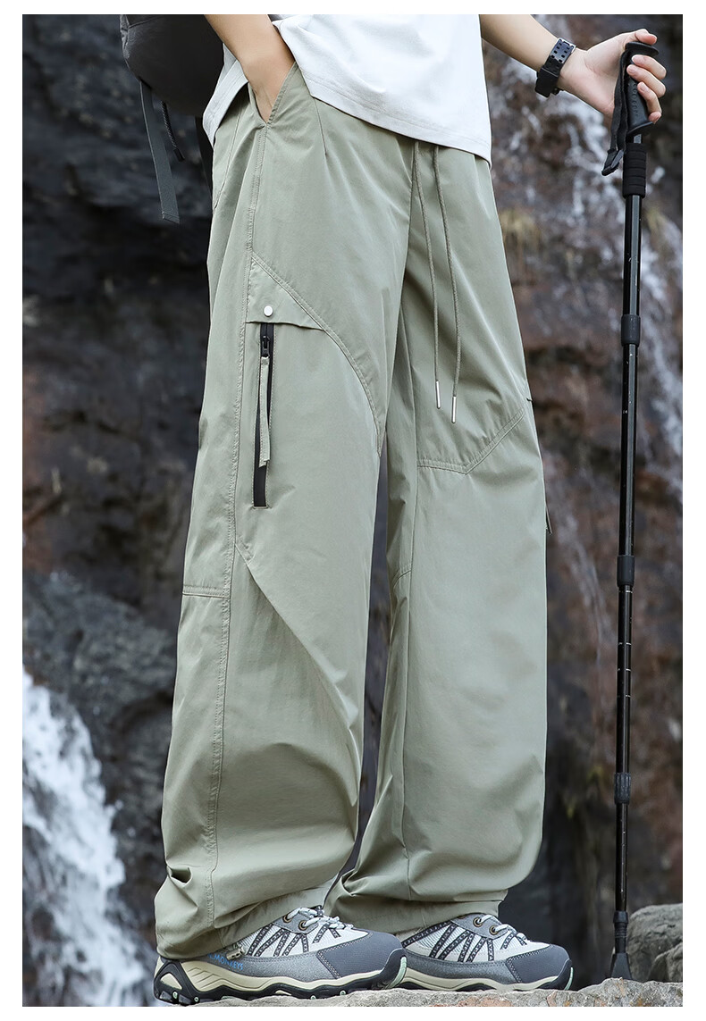 SWAMP AREA Outdoor Water-Repellent Quick-Dry Hiking Pants Men Spring Summer Lightweight Loose Straight Casual Sports Pants KS360 Black M 13