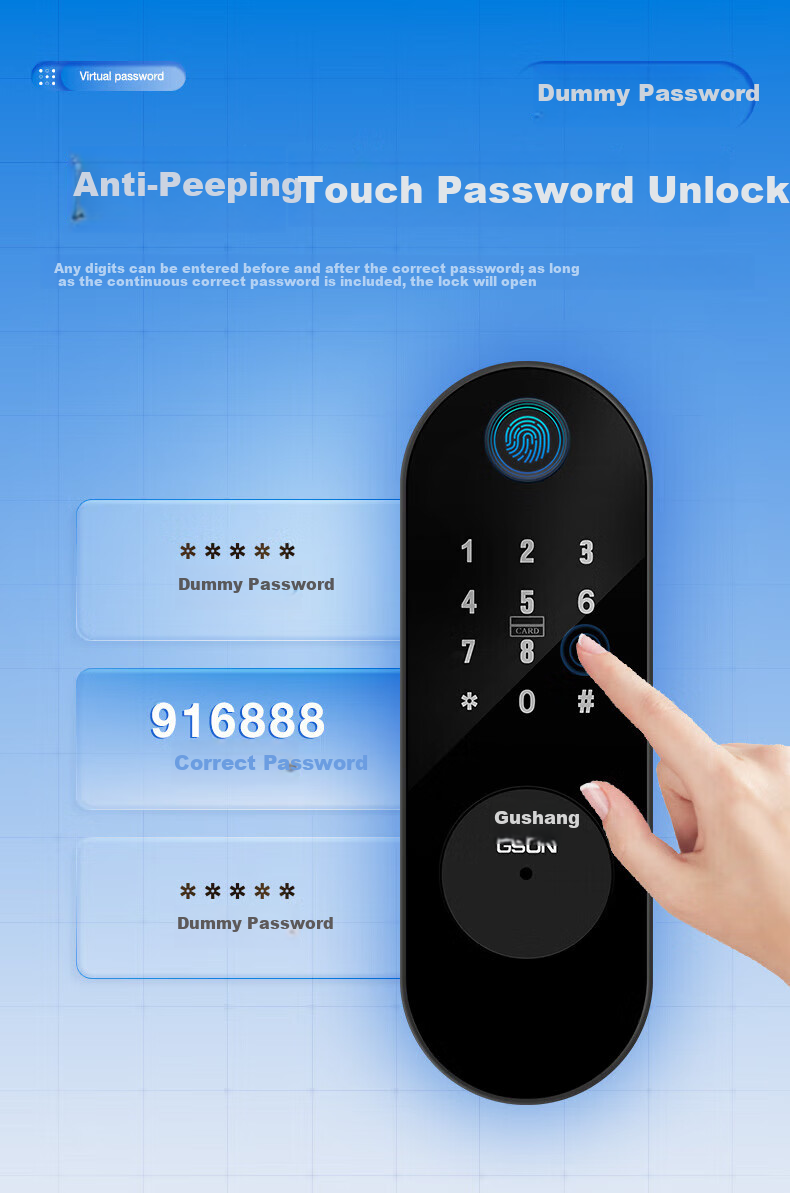 GS GSON Vintage Door Smart Lock Bull Head Lock Anti-theft Door Fingerprint Lock Rental House Rural Large Iron Door Access Control Integrated Password Lock 5