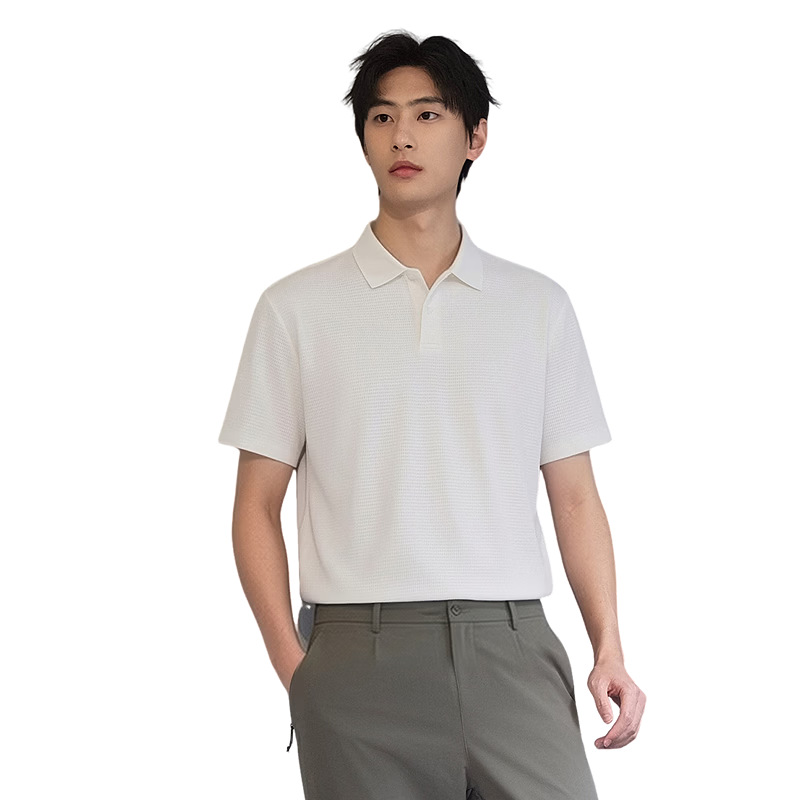 Hodo Men's Polo Shirt 2026 New Cool Texture Grid Stretch Short Sleeve Polo Shirt