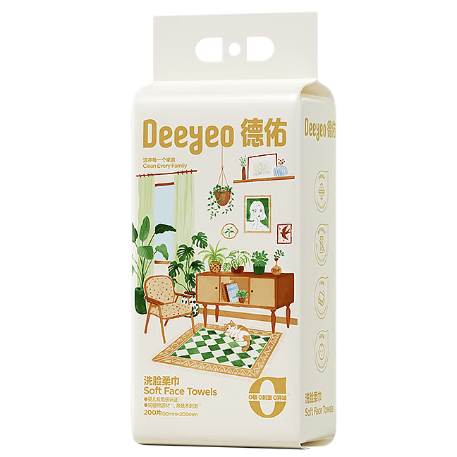 Deyou Facial Cleansing Wipes, 200 Sheets * 1 Pack, Hanging Family Size Large Pack, Disposable Face Towels, Extra Value Pack