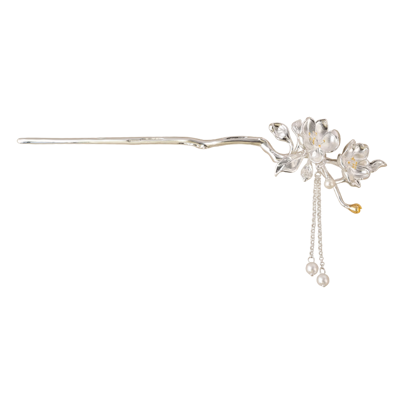 Zhuishi Begonia Flower Solid Silver Hairpin Ancient Style New Chinese Silver Hairpin Hair Stick Step Shake Birthday Gift for Girlfriend