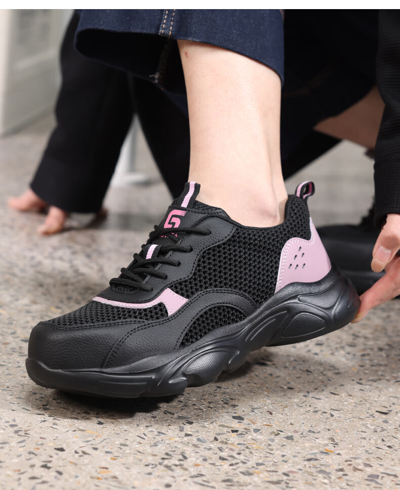 Junbu Women's Safety Work Shoes Anti-Smash Anti-Puncture Steel Toe Waterproof Ultra-Light Soft Sole Comfortable Construction Shoes 5076 Size 37 16