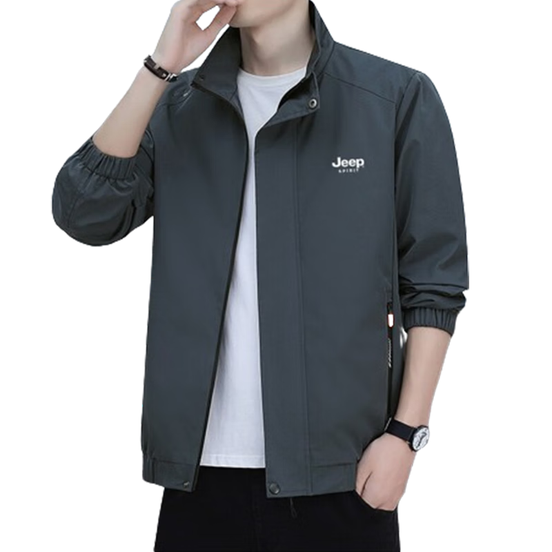 JEEP SPIRIT Men's Summer Casual Comfortable Breathable Outdoor Sports Sun Protection Jacket Dark Gray XL