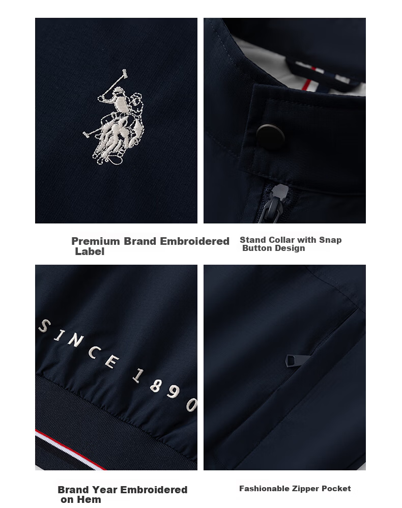 U.S. POLO ASSN. Men's Autumn Business Casual Baseball Collar Jacket High-End Windproof Commuter Coat 18