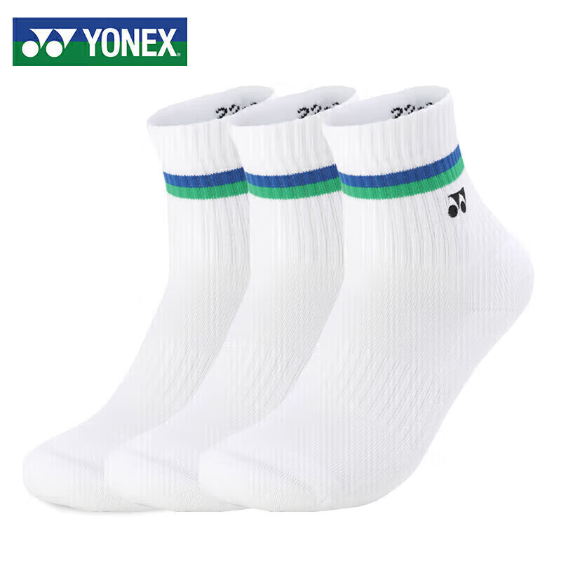 YONEX Yonex Badminton Socks Sweat-Absorbing Breathable Sports Socks Women's 245134BCR White Triple Pack