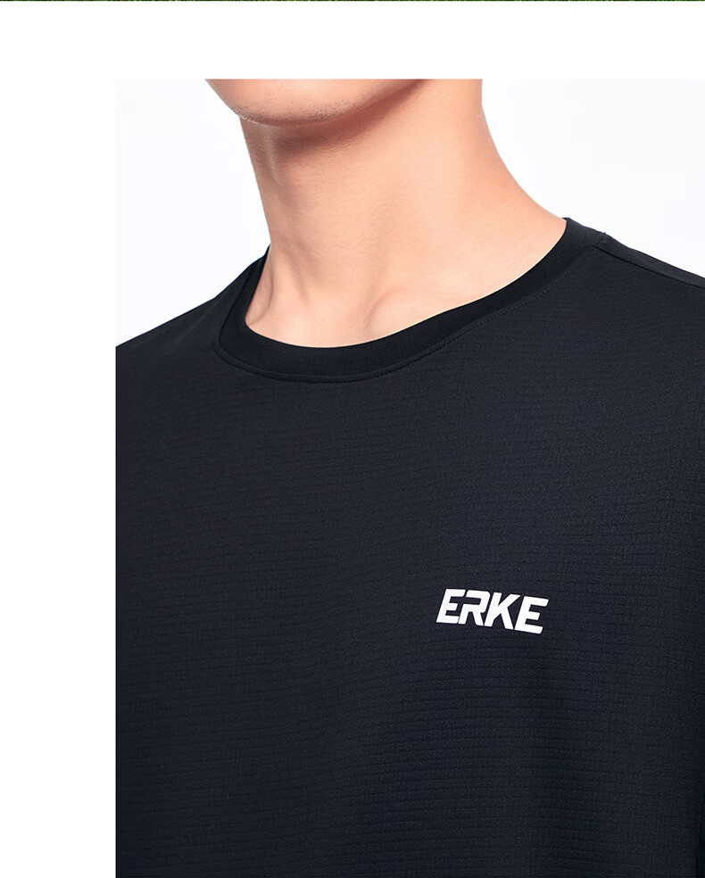 Erke Men's Summer New UPF50+ Sun Protection Sports Outdoor Casual Crew Neck Short Sleeve Solid Color T-Shirt 16
