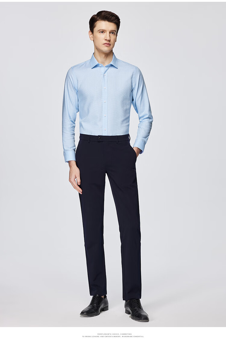 FIRS [100% Cotton Wrinkle-Free] Machine Washable Long-Sleeve Shirt for Men, High-End Pure Cotton Business Casual Long-Sleeve Dress Shirt 14