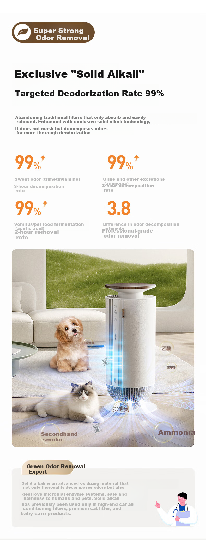 AIRMATE Air Purifier Pet Hair Remover Odor Eliminator Sterilizer Allergy Relief Cat Dog Companion Deodorizer Floating Hair Vacuum 6