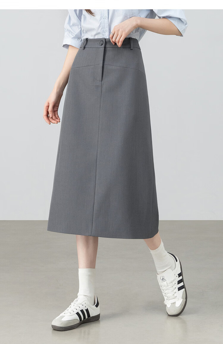 Shangdubila Intelligent Commuter Women's Spring Summer Curved Split Hem Slit Straight Suit Skirt High-End Mid-Length 13