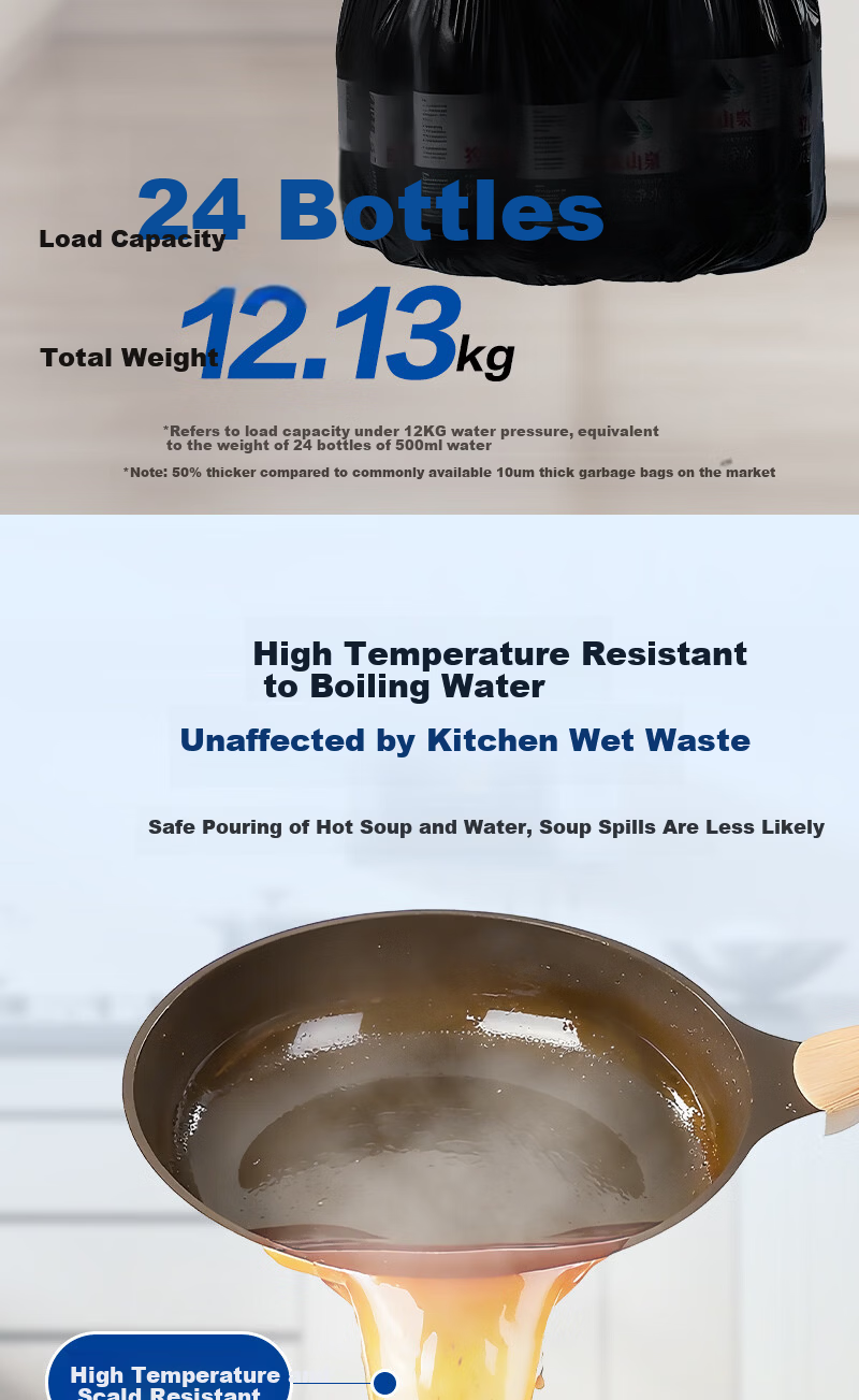 One's Member Black Steel Bag 80pcs Large Single-Layer 1.5 Mil Thickened Household Kitchen Vest Plastic Trash Bags 6