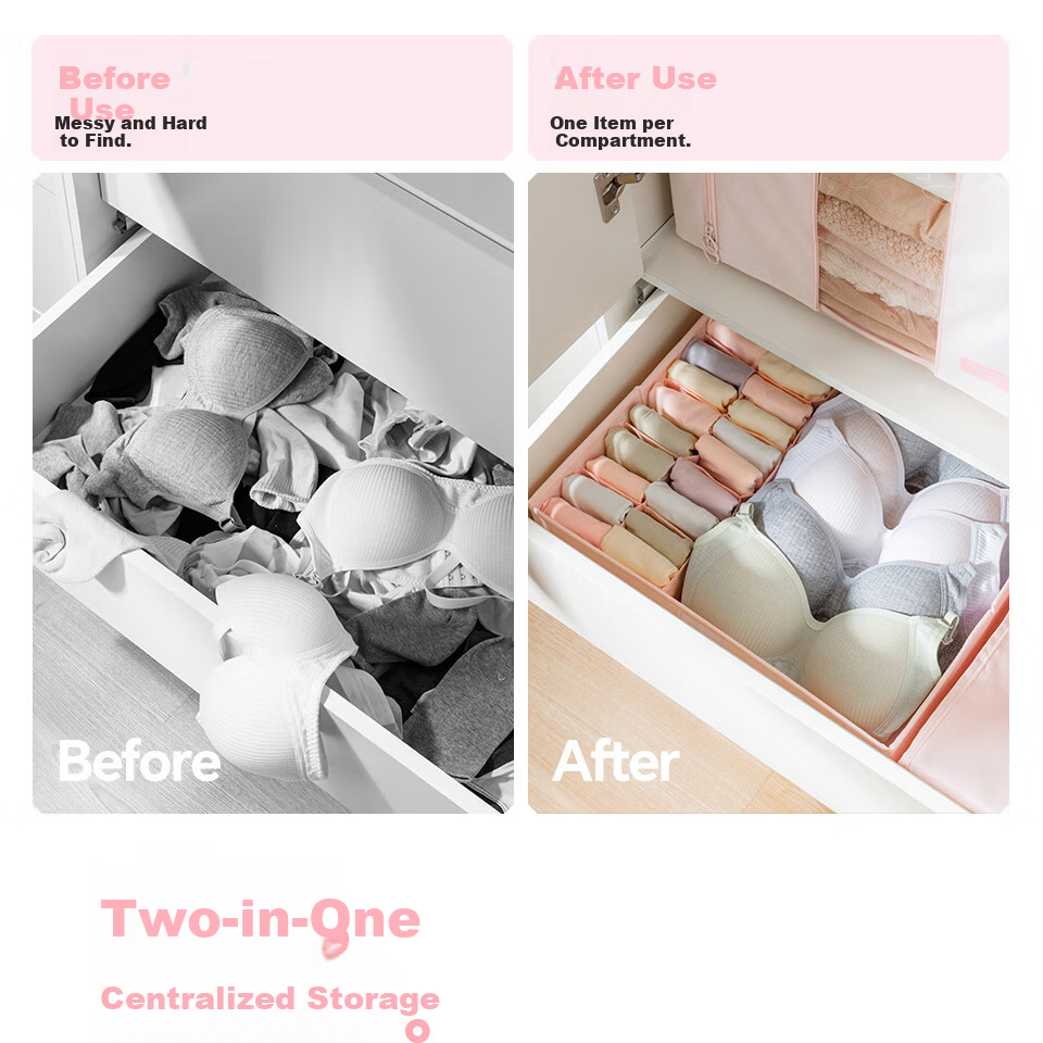 Jicang Fabric Folding Storage Box, Wardrobe Drawer Organizer, Clothes And Quilt Storage Container with Handle 4