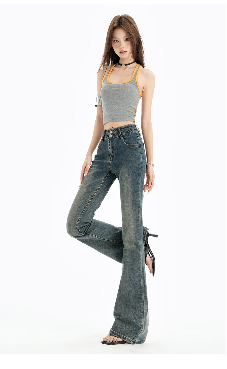 Pierre Cardin Women's Winter Denim Jeans Simple Soft Breathable Casual Slim Fit Straight Wide Leg Retro Blue M 39