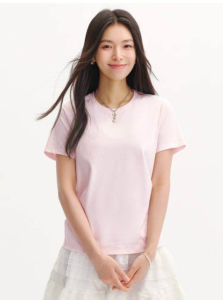 Semir Women's Short Sleeve T-Shirt 26 Summer Slim Fit U-Neck Loose Fit Round Neck Base Shirt 109326100001 31