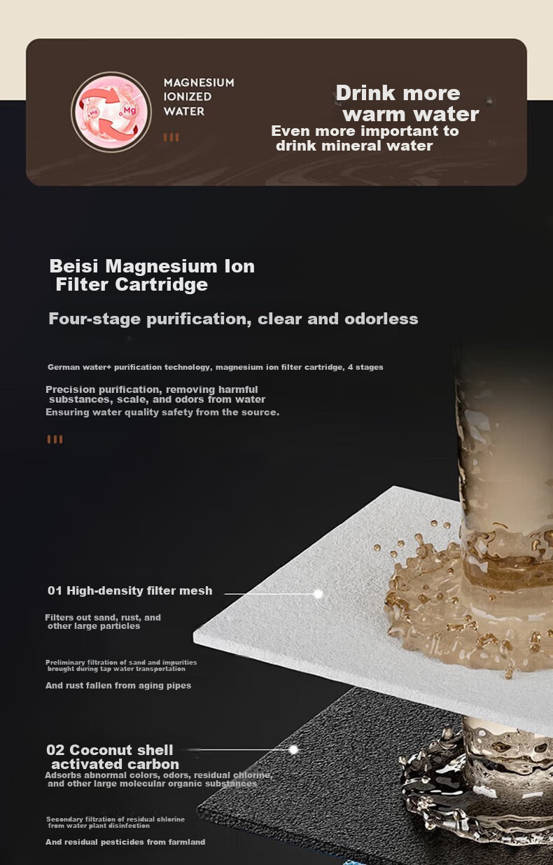 Beisi Home Desktop Instant Hot and Cold Water Purifier All-in-One UV Sterilization Direct Drinking Machine No Installation WD23BCW with 7 Filters Magnesium Ion A2 11