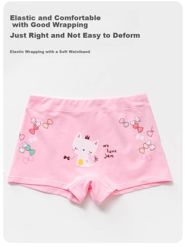 9i9 Kids Girls Boxer Briefs Children's Four-Point Shorts Baby Cotton A-Class F7 Cat Pattern 5-Pack L 6