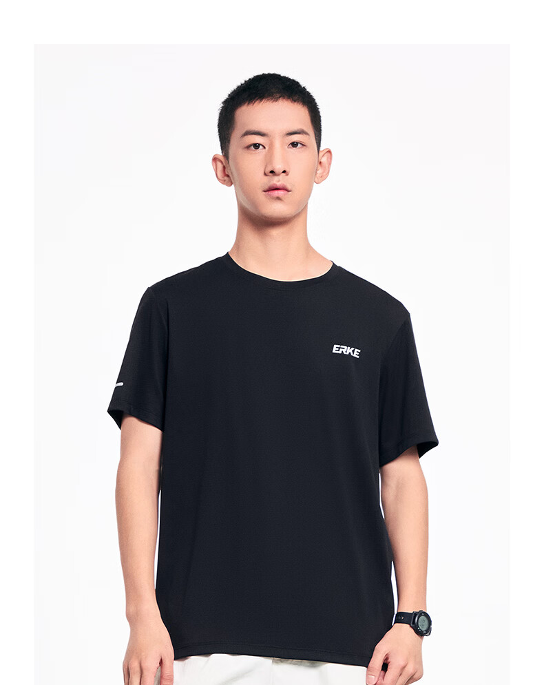 Erke Men's Summer New UPF50+ Sun Protection Sports Outdoor Casual Crew Neck Short Sleeve Solid Color T-Shirt 2