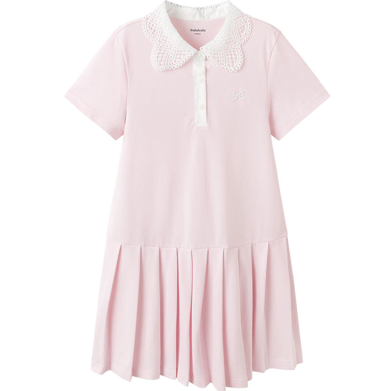 Balabala Girls Dress Children's Dress 2026 Summer Big Kids Academy A-line POLO Dress Sweet