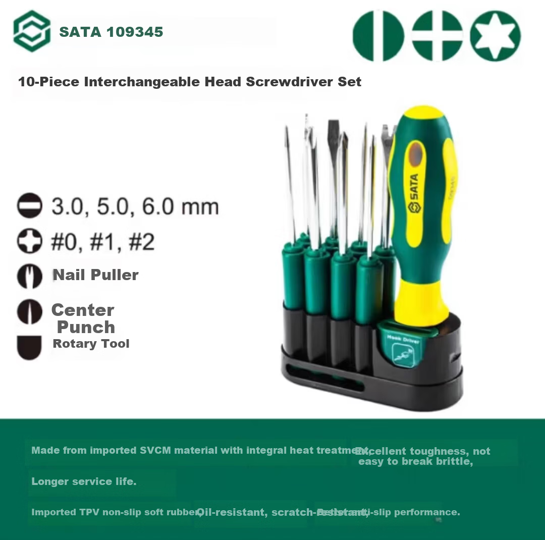SATA 10pcs Interchangeable Head Screwdriver Set 09345 2