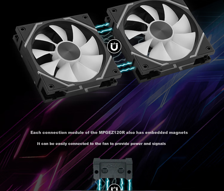 MSI MPG EZ120R ARGB White Reverse Blade Triple Pack Case Fans Magnetic Connection / Single Cable Direct Connect for MSI Motherboards 6