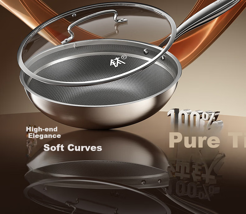 SUPOR JD Exclusive Pure Titanium Non-Coated Lightweight Non-Stick Frying Pan 100% Pure Titanium Plate 32cm Compatible with All Stoves 29