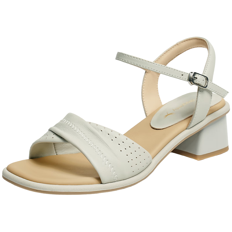 Red Dragonfly Women's Sandals Summer 2026 New Thick Heel Commuter Comfortable Sheepskin Elegant Thick Heel Sandals WFK26057 Blue Size 37