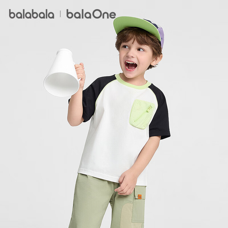 Balabala [balaOne] Kids Baby Boys Short Sleeve T-Shirt 2026 Summer Children's Top