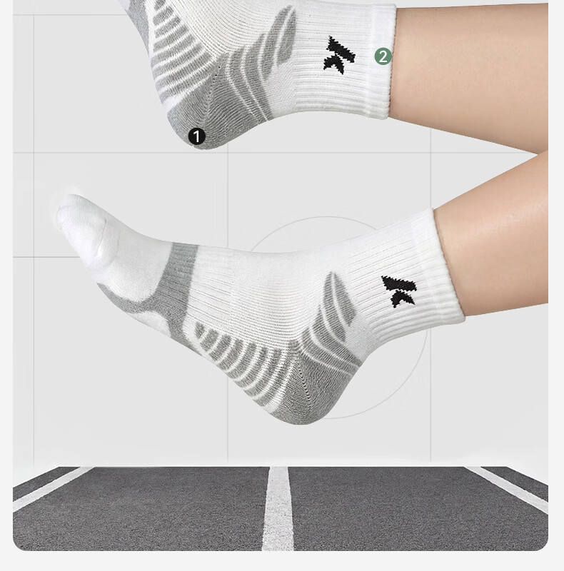KAWASAKI Unisex Badminton Socks Running Training Sweat-Absorbing Non-Slip Sports Socks D6609 Blue/Grey/Purple (3 Pairs) 10